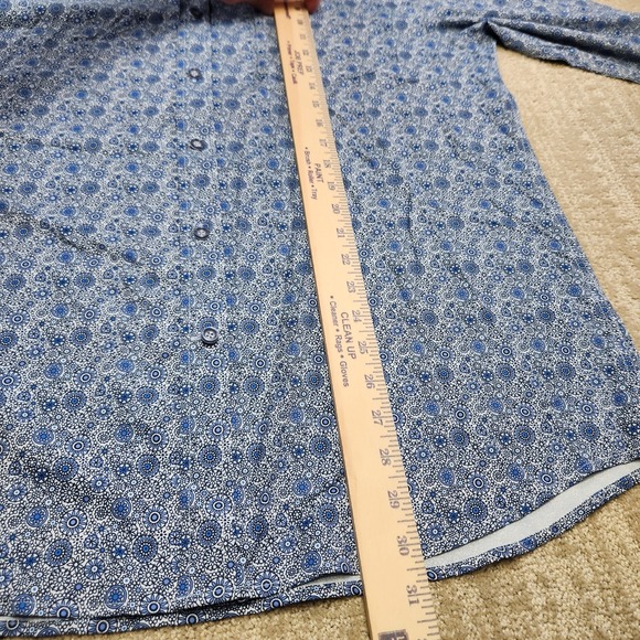 Johnston & Murphy Shirt Men Large Performance Paisley Geometric Flip Cuff Button - Picture 6 of 9